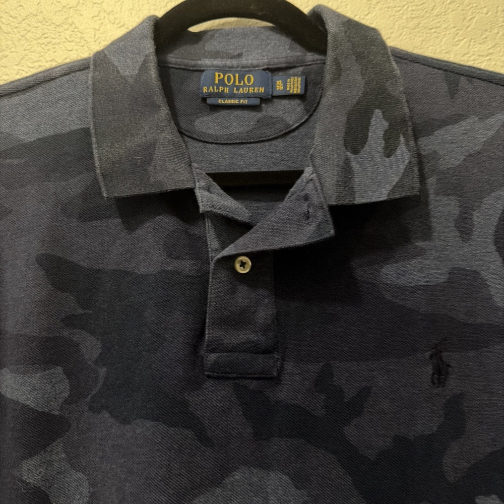 Polo Ralph Lauren Navy Camouflage Classic Fit Polo - Blue Camo Men's XL - Picture 6 of 10
